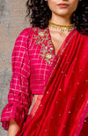 Red Mul-Mukaish Saree