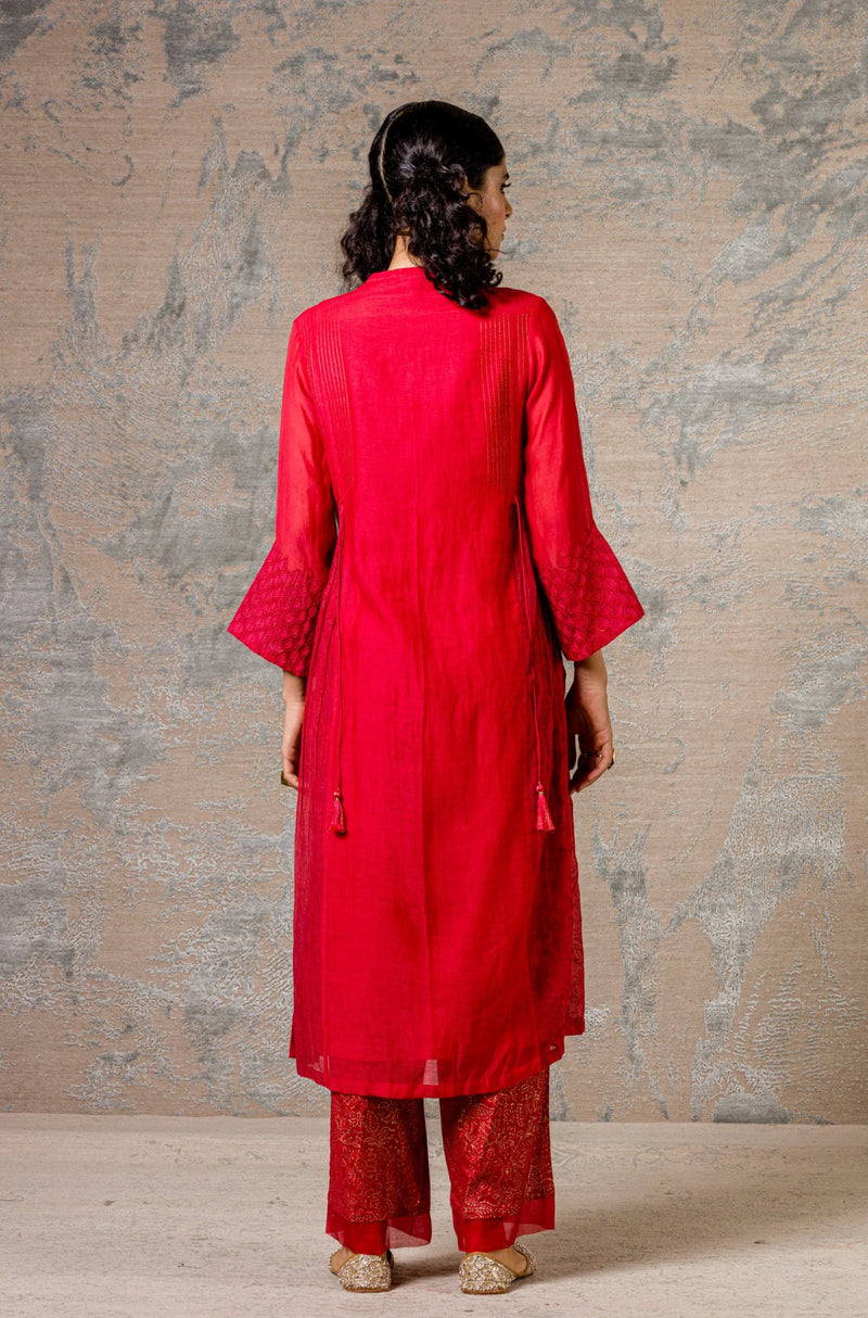 Red Chanderi Kurta Set