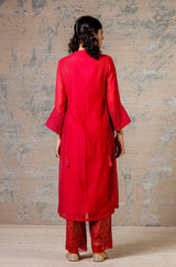 Sandy Gill In Red Chanderi Kurta Set