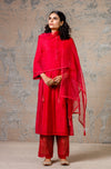 Red Chanderi Kurta Set