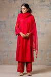 Red Chanderi Kurta Set