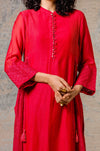 Red Chanderi Kurta Set