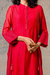 Red Chanderi Kurta Set