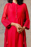 Sandy Gill In Red Chanderi Kurta Set