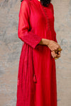 Sandy Gill In Red Chanderi Kurta Set