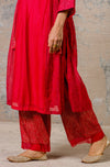 Red Chanderi Kurta Set
