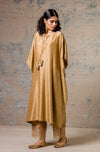 Beige Mul-Mukaish Kaftan Set