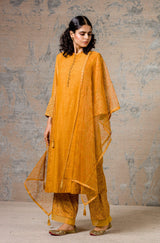 Mustard Chanderi Kurta Set
