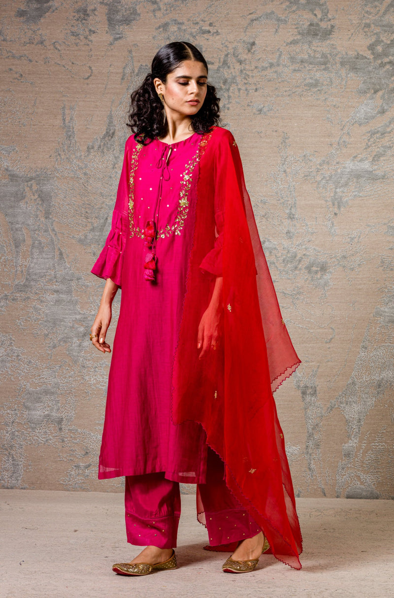 Fuchsia Pink Gota Kurta Set