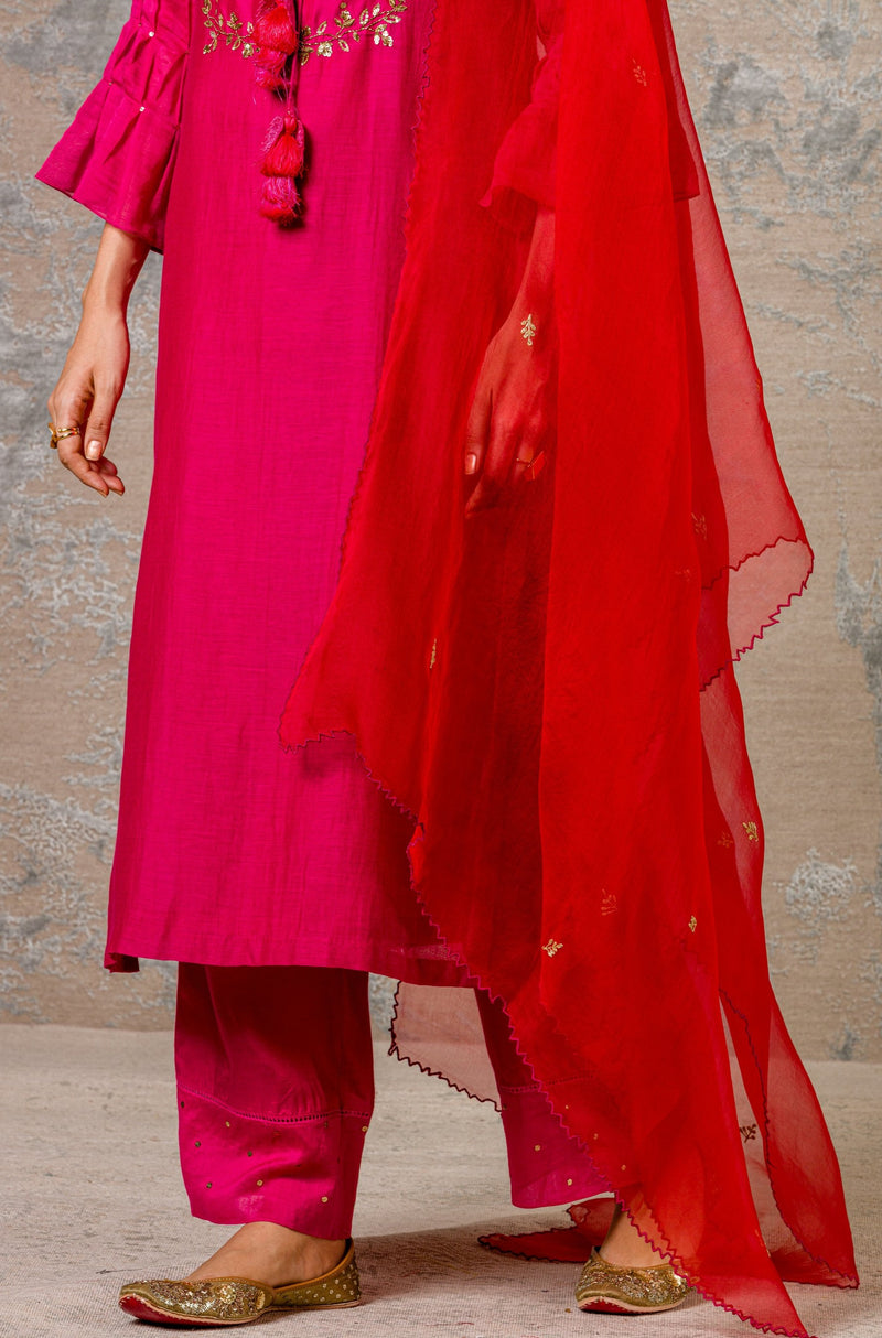 Fuchsia Pink Gota Kurta Set