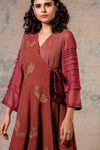 Rust Anarkali with Pants Set