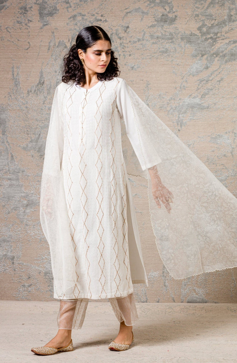 Ivory Pin Tuck Kurta Set