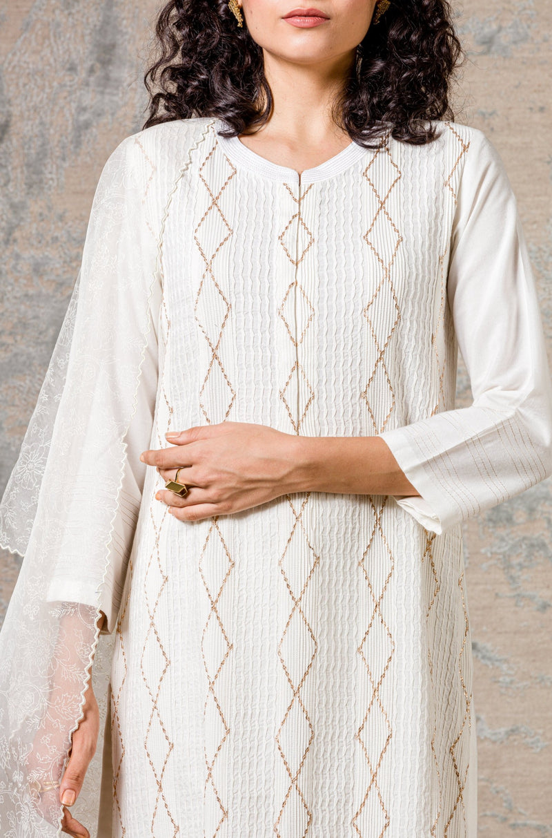 Ivory Pin Tuck Kurta Set