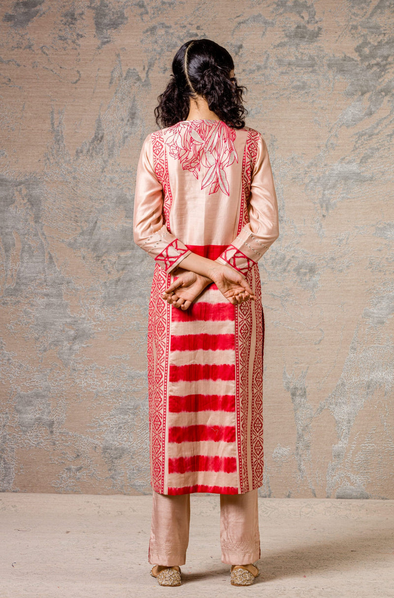 Red Chanderi Kurta Set