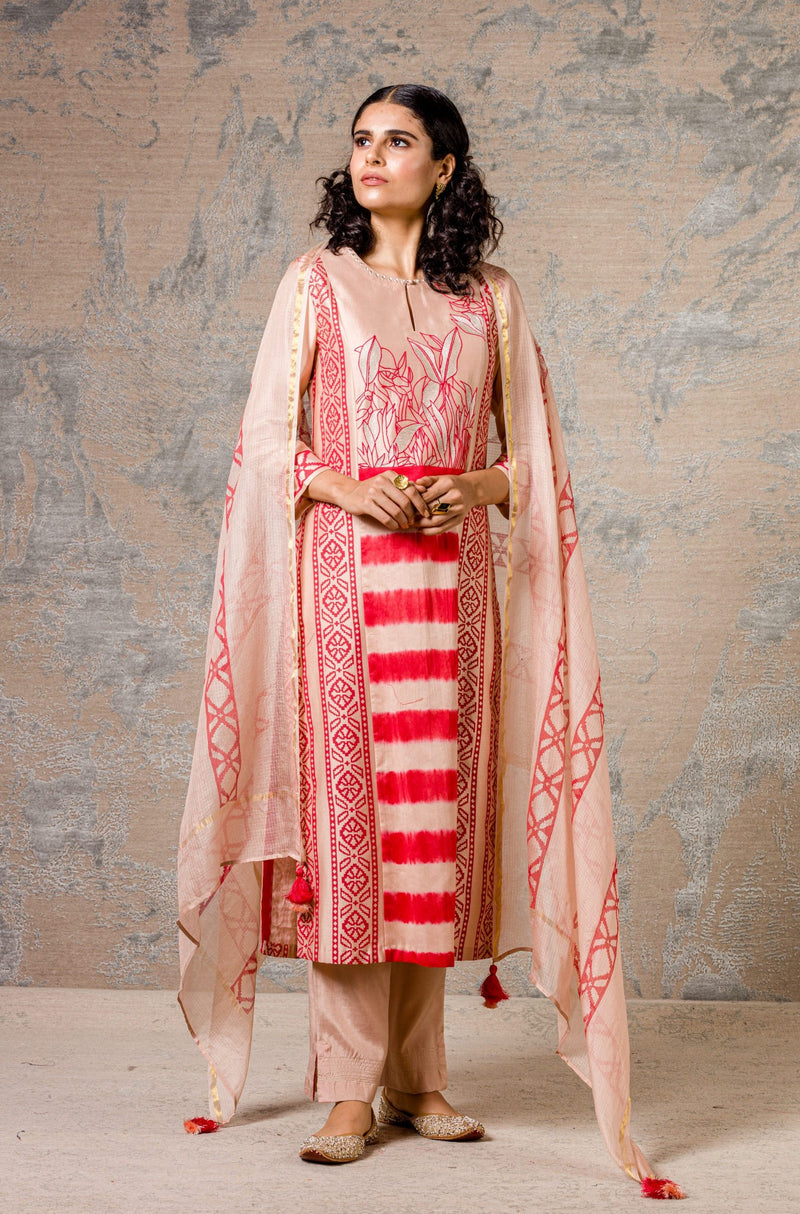 Red Chanderi Kurta Set