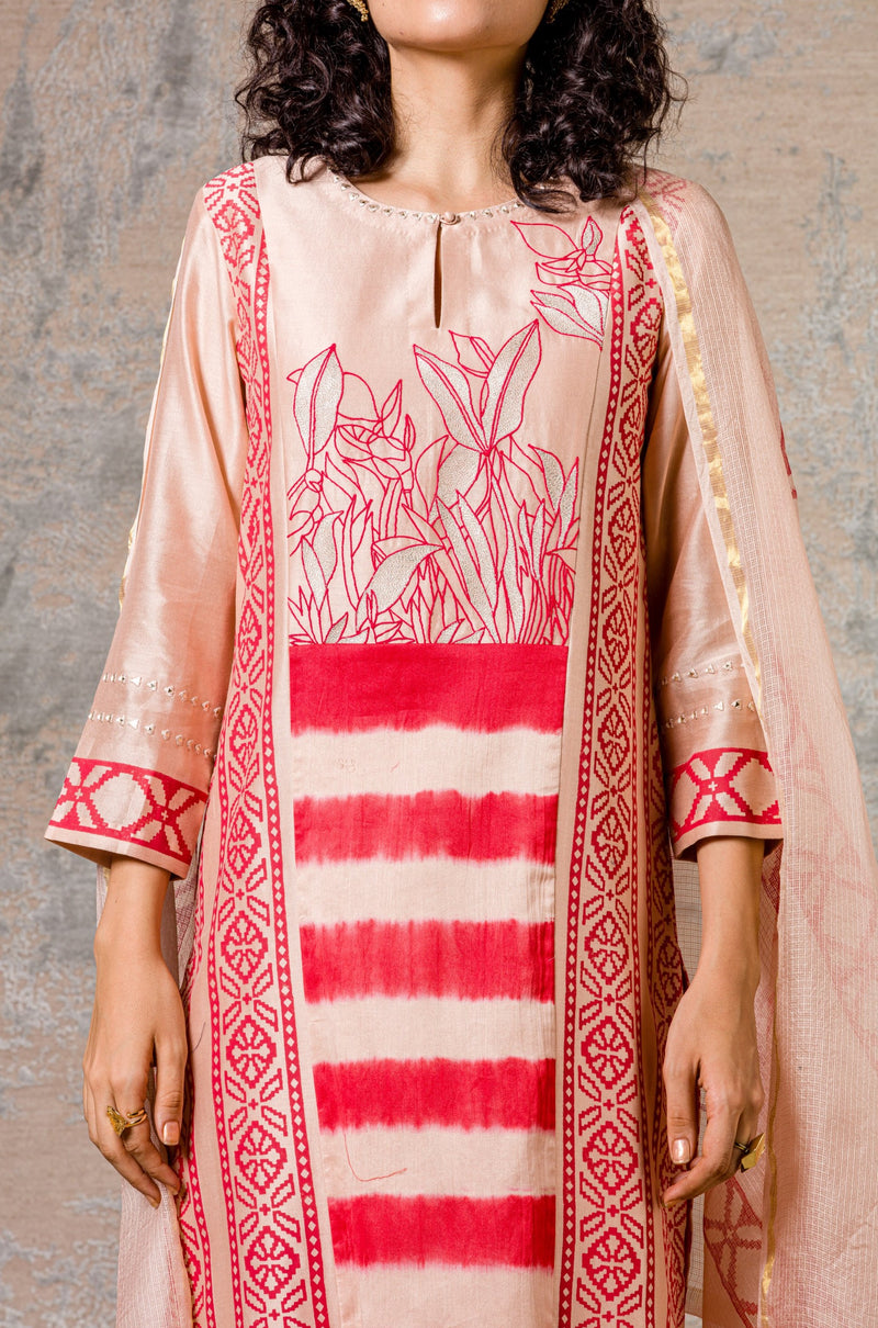 Red Chanderi Kurta Set