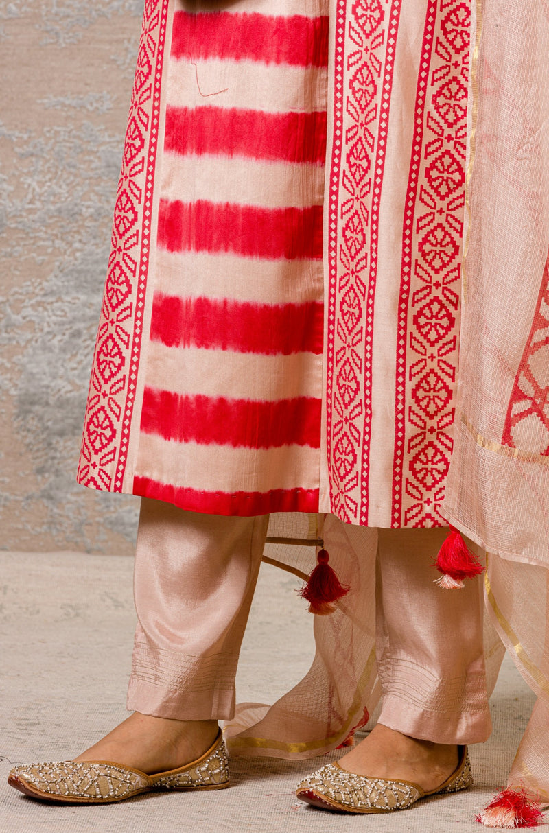 Red Chanderi Kurta Set