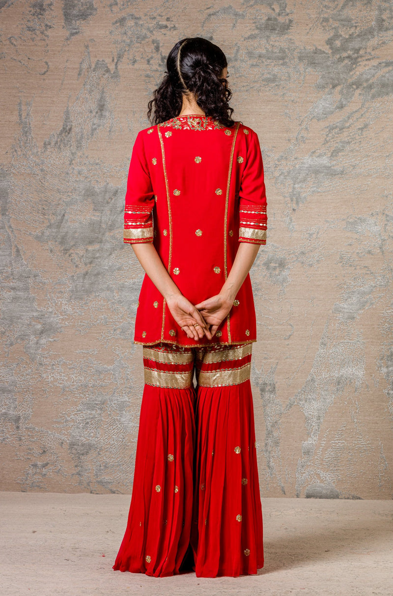 Red Sharara Set
