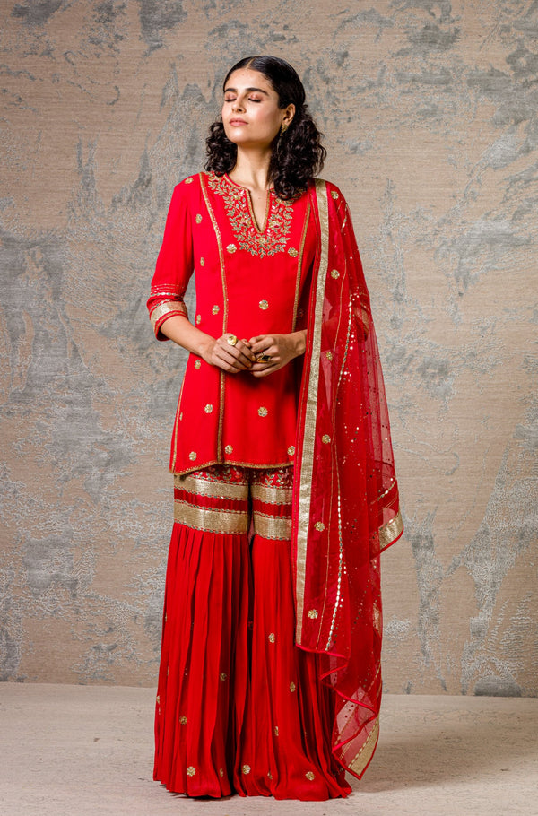 Red Sharara Set