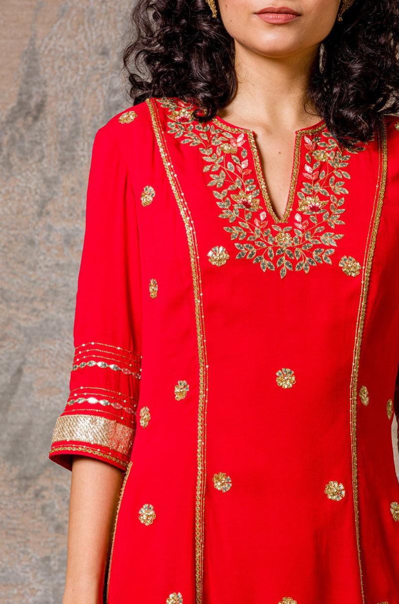 Red Sharara Set