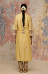 Yellow Chanderi Hand Block Printed Kurta Set
