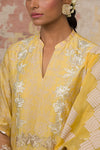 Yellow Chanderi Hand Block Printed Kurta Set