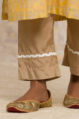 Yellow Chanderi Hand Block Printed Kurta Set