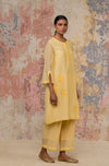 Lemon Yellow Chanderi Short Length Kurta