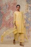 Lemon Yellow Chanderi Short Length Kurta