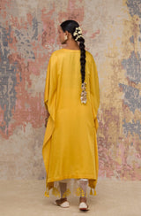 Yellow Cotton Silk Blend kaftan Set