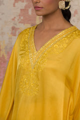 Yellow Cotton Silk Blend kaftan Set