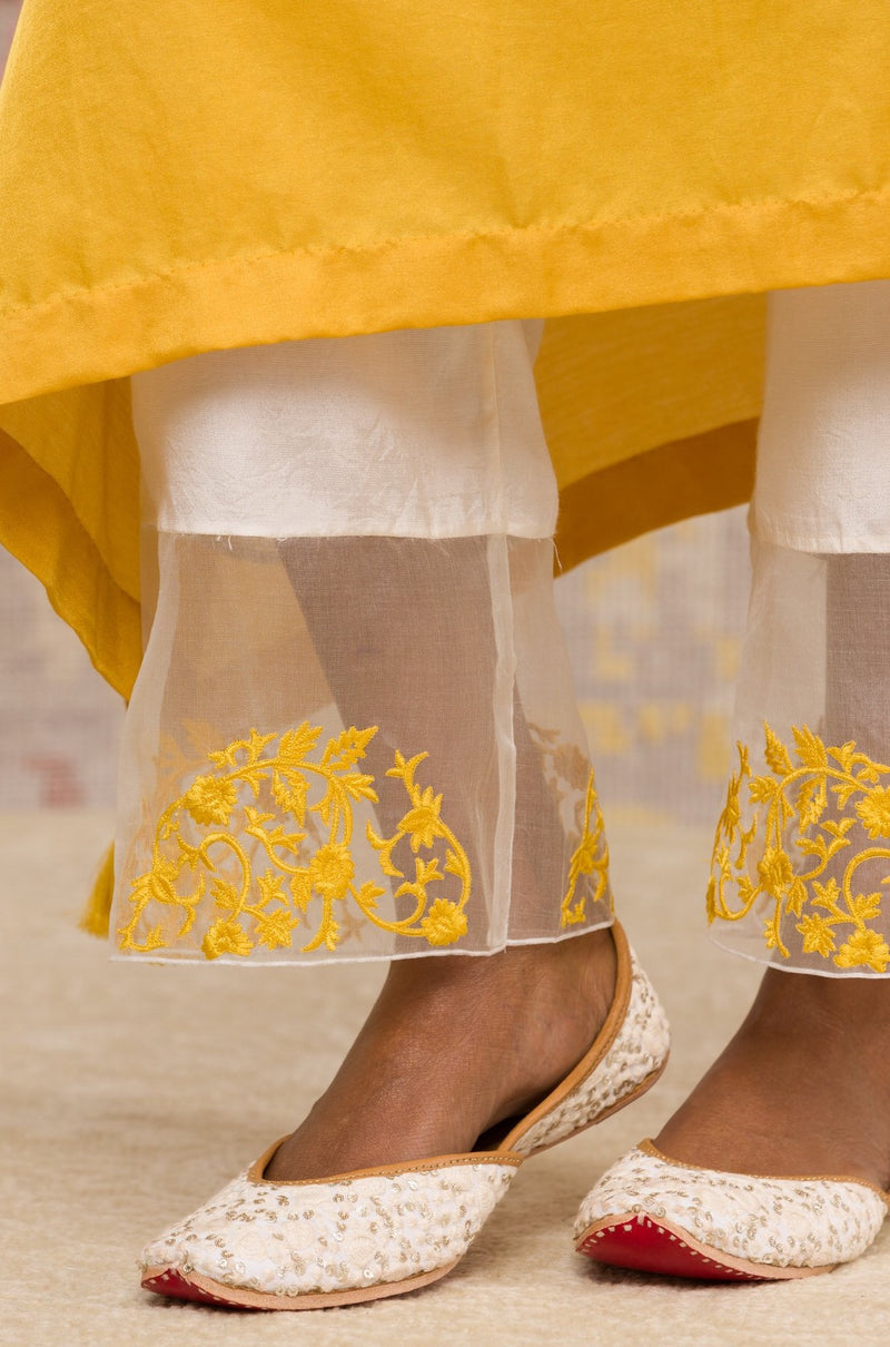 Yellow Cotton Silk Blend kaftan Set