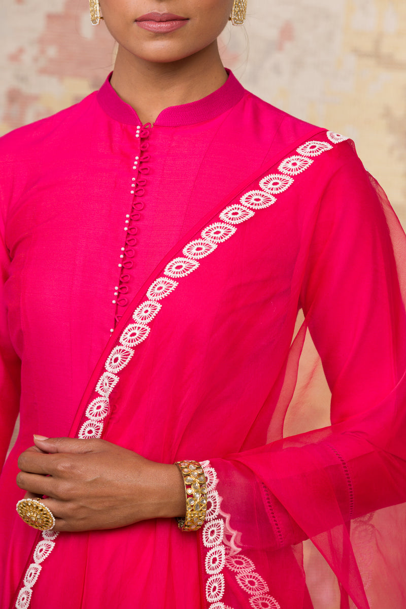Fuchsia Cotton Silk Blend Anarkali