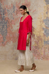Niki Mehra in Red Mukaish Chanderi Kurta Set