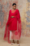 Red Mukaish Chanderi Kurta Set