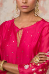Fuchsia Pink Mukaish Chanderi Kurta Set