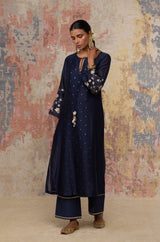 Gopalika Virmani in Navy Mukaish Chanderi Kurta Set