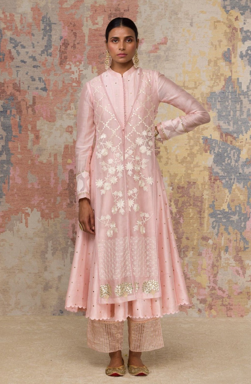 Pink Mukaish Anarkali Set