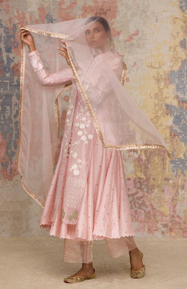 Pink Mukaish Anarkali Set