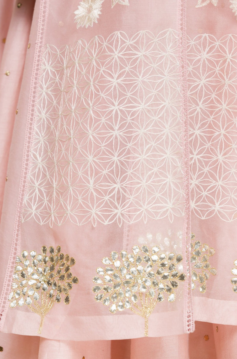 Pink Mukaish Anarkali Set