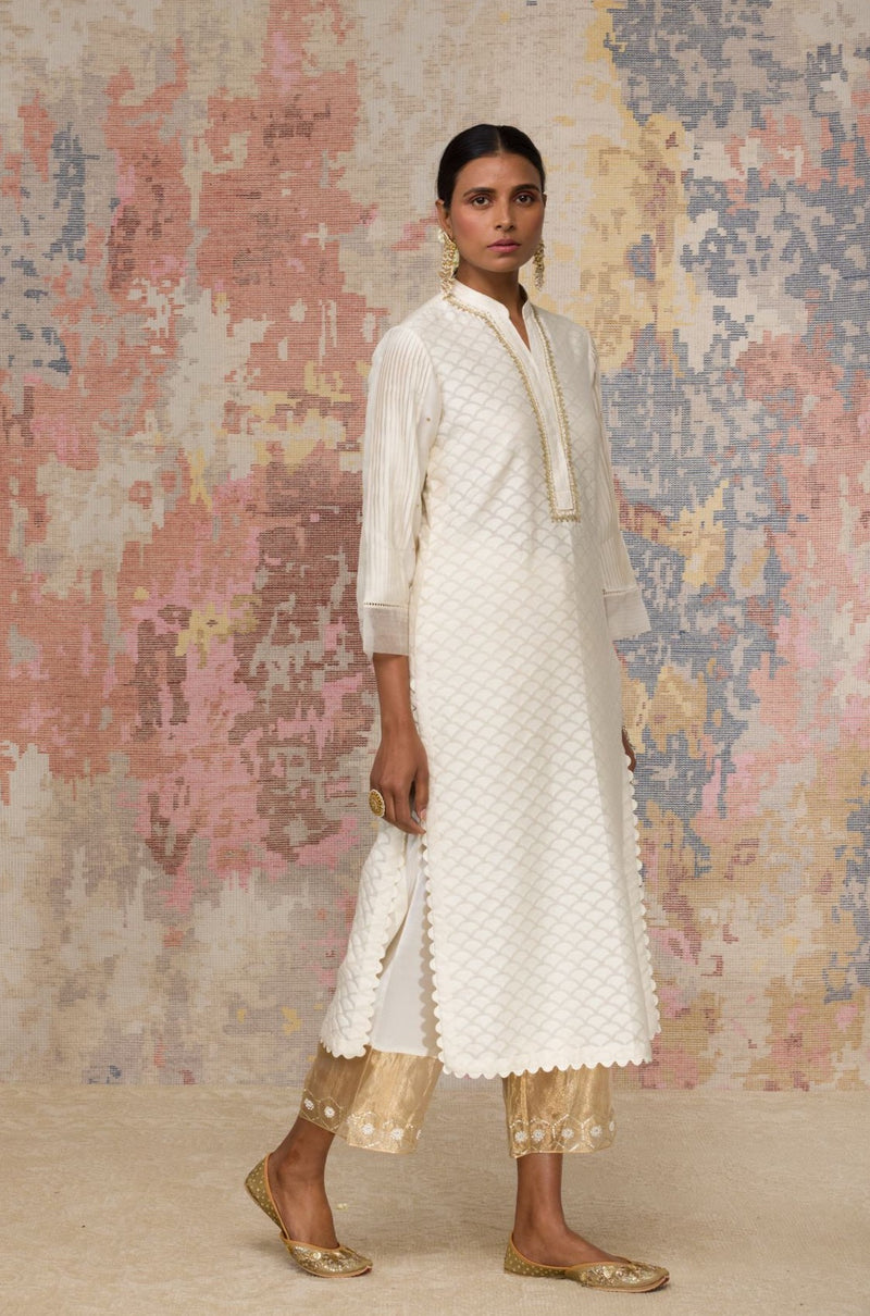 Ivory Woven Kurta Set