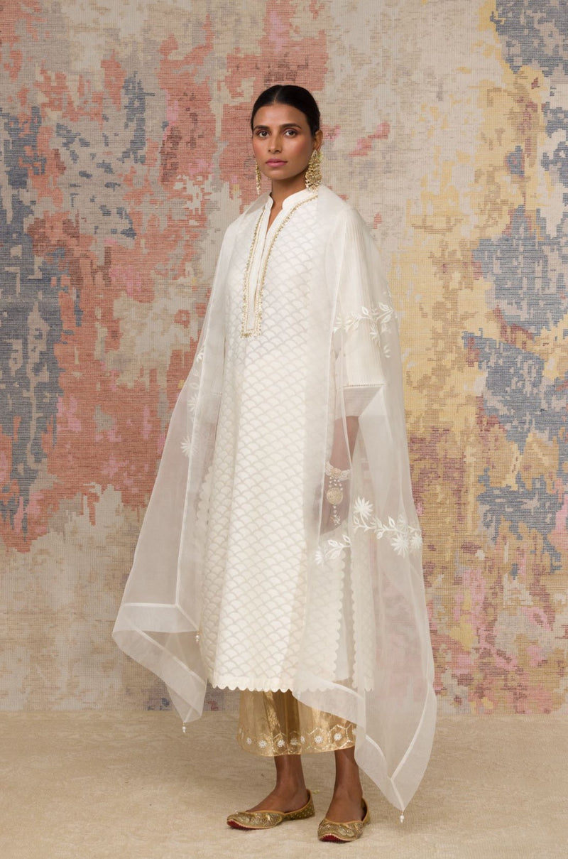 Ivory Woven Kurta Set