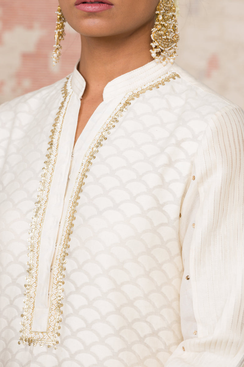 Ivory Woven Kurta Set