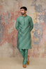 Green Kurta In Cotton Silk Blend Set