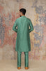Green Kurta In Cotton Silk Blend Set