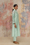 Sea Green Cotton Silk Blend Kurta With Pin Tuck