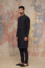 Black Block Printed Chanderi Silk Kurta Bundi Set
