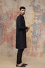 Black Block Printed Chanderi Silk Kurta Bundi Set