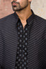 Black Block Printed Chanderi Silk Kurta Bundi Set