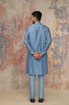 Ash Blue Kurta In Silk Chanderi Set